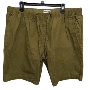 Abound Shorts Mens XL Army Green Drawstring Waist Pockets 100% Cotton 10” Inseam